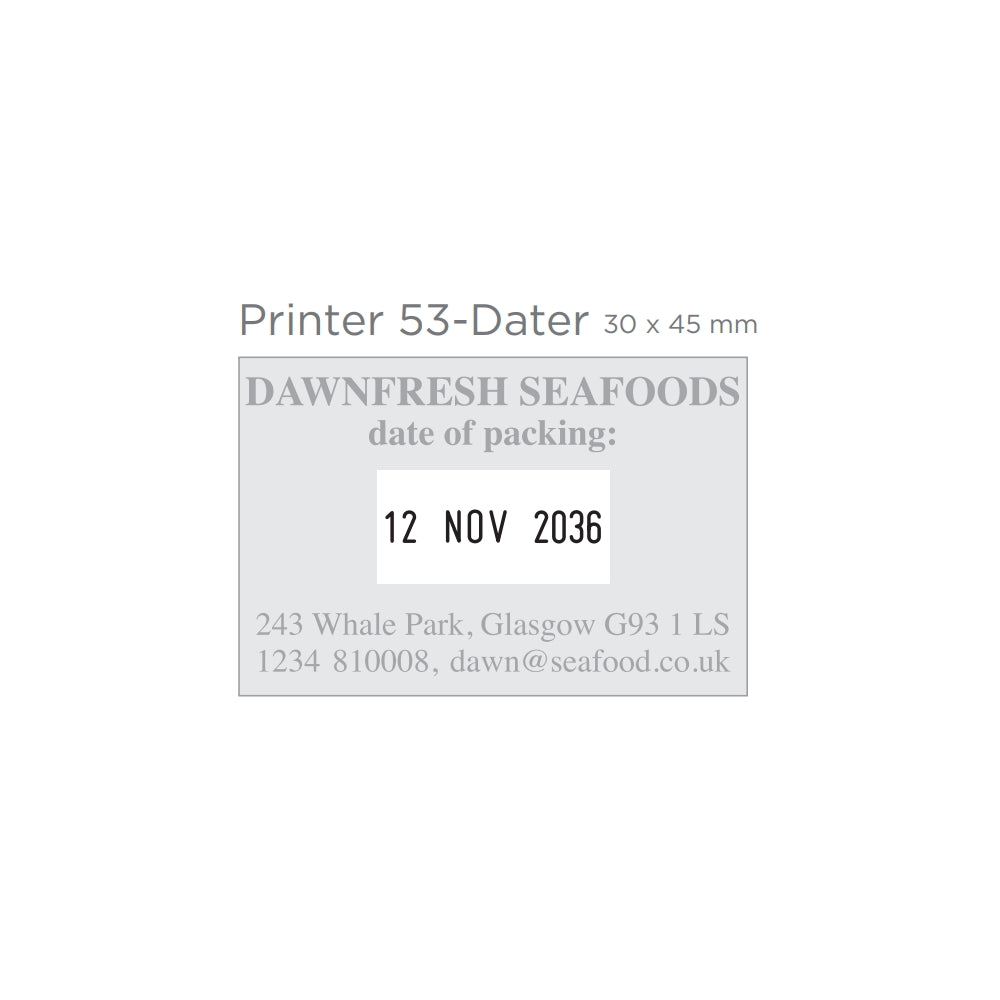 Printer 50 dátum bélyegzőgumi minta