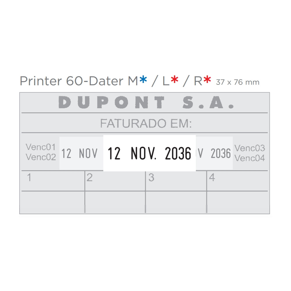 Printer 60 dátum bélyegzőgumi minta