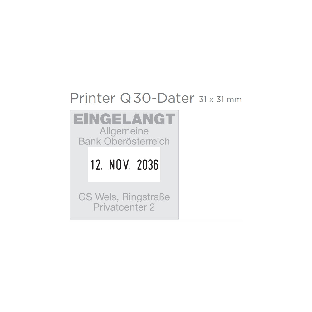 Printer Q30 dátum bélyegzőgumi minta