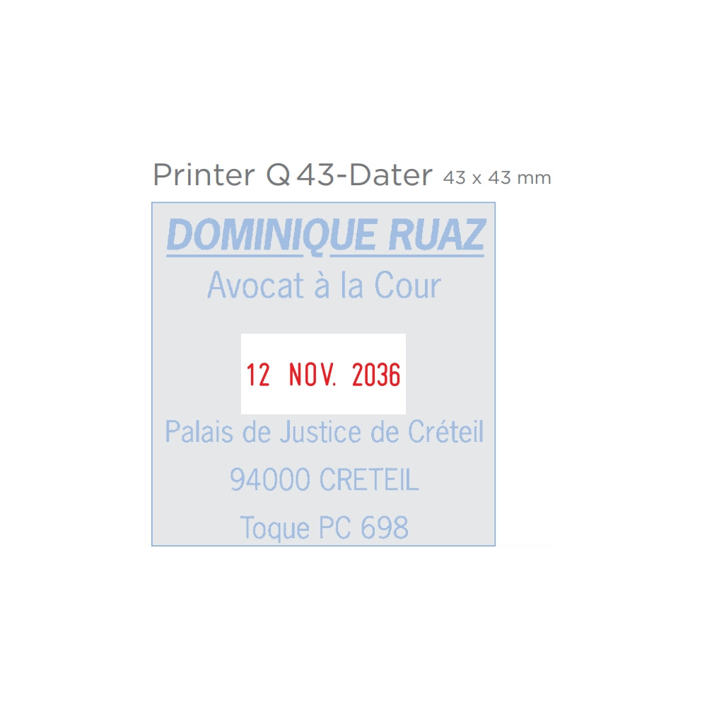 Printer Q43 dátum bélyegzőgumi minta